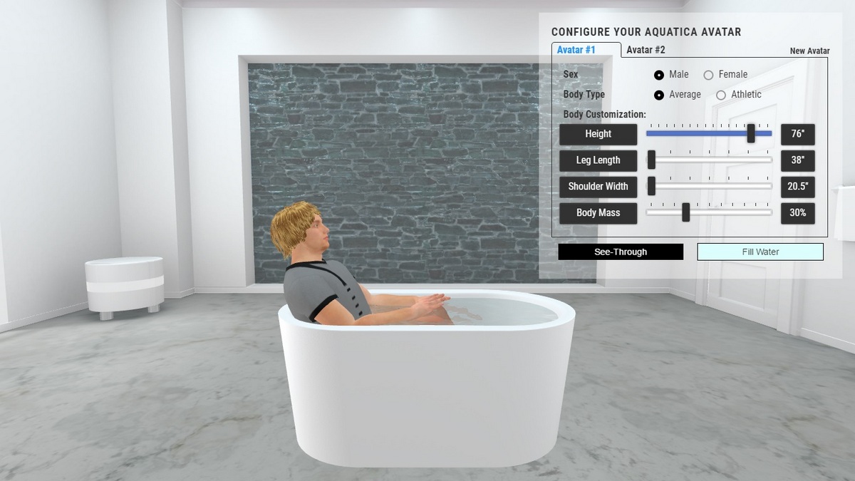 Purescape 014a freestanding acrylic bathtub 3D Body Position